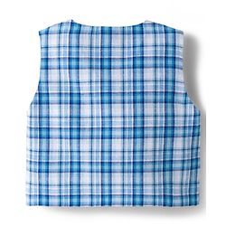 Babyhug Cotton Woven Full Sleeves T-Shirt with Yarn Dyed Checks Waistcoat & Trouser - Blue