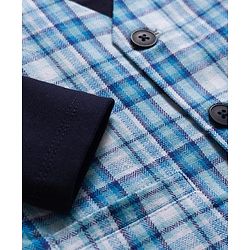 Babyhug Cotton Woven Full Sleeves T-Shirt with Yarn Dyed Checks Waistcoat & Trouser - Blue
