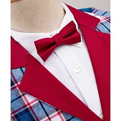 Babyhug Cotton Woven Full Sleeves Yarn Dyed Checks 3 Piece Party Suit With Bow & Waist Coat - Maroon