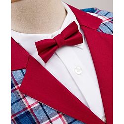 Babyhug Cotton Woven Yarn Dyed 3 Piece Party Suit with Bow & Checks - Maroon & White