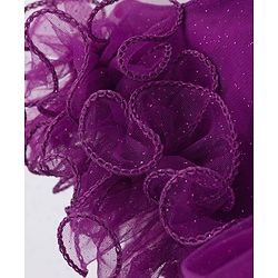 Babyhug Woven Sleeveless Fit & Flare Mesh Party Dress with Ruffles & Floral Applique - Purple