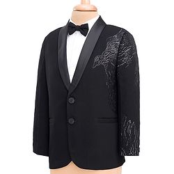 Babyhug Knit Full Sleeves Embellished 3 Piece Party Suit with Bow - Black