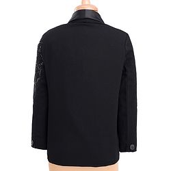 Babyhug Knit Full Sleeves Embellished 3 Piece Party Suit with Bow - Black