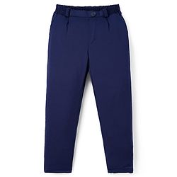 Babyhug Velour Knit Full Sleeves Shimmer 3 Piece Party Suit With Bow - Navy Blue & White