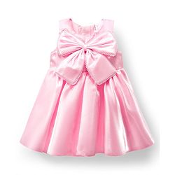 Babyhug Woven Sleeveless Party Dress with Bow Applique - Light Pink