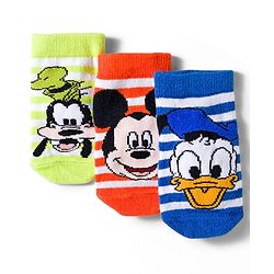 Cute Walk by Babyhug Disney Knit Ankle Length Antibacterial Socks With Mickey Mouse and Friends Graphic Pack of 3 - Blue & Orange