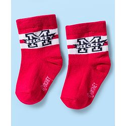 Cute Walk by Babyhug Disney Knit Ankle Length Antibacterial Socks with Mickey Mouse and Friends Graphic Pack of 5 - Navy Blue Red & White