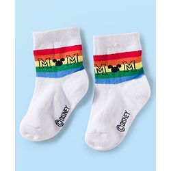 Cute Walk by Babyhug Disney Knit Ankle Length Antibacterial Socks with Mickey Mouse and Friends Graphic Pack of 5 - Navy Blue Red & White