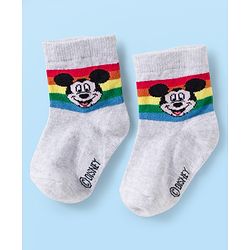 Cute Walk by Babyhug Disney Knit Ankle Length Antibacterial Socks with Mickey Mouse and Friends Graphic Pack of 5 - Navy Blue Red & White