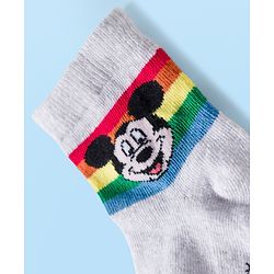 Cute Walk by Babyhug Disney Knit Ankle Length Antibacterial Socks with Mickey Mouse and Friends Graphic Pack of 5 - Navy Blue Red & White