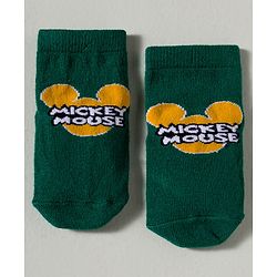 Cute Walk by Babyhug Disney Knit Ankle Length Antibacterial Socks with Mickey Mouse Graphic Pack of 3 - Dark Green Red & Navy Blue