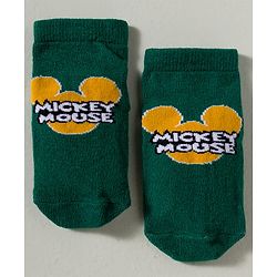 Cute Walk by Babyhug Disney Knit Ankle Length Antibacterial Socks with Mickey Mouse Graphic Pack of 3 - Dark Green Red & Navy Blue