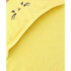 Babyhug Cotton Terry Knit Hooded Towel with Ear Applique Heart Print & Embroidery L 74 x B 69 cm - Yellow
