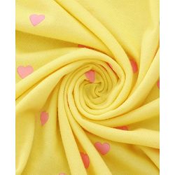 Babyhug Cotton Terry Knit Hooded Towel with Ear Applique Heart Print & Embroidery L 74 x B 69 cm - Yellow