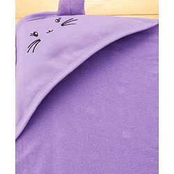 Babyhug Cotton Terry Knit Hooded Towel with Ear Applique Polka Dot Print & Embroidery L 73 x B 72 cm - Lilac