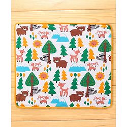 Babyhug Cotton Terry Knit Hooded Towel with Jungle Theme Print L 75 x B 74 cm - White