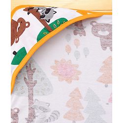 Babyhug Cotton Terry Knit Hooded Towel with Jungle Theme Print L 75 x B 74 cm - White