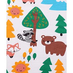 Babyhug Cotton Terry Knit Hooded Towel with Jungle Theme Print L 75 x B 74 cm - White