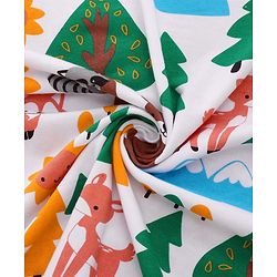Babyhug Cotton Terry Knit Hooded Towel with Jungle Theme Print L 75 x B 74 cm - White