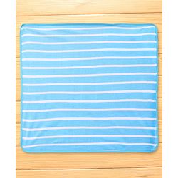 Babyhug Cotton Terry Knit Hooded Towel with Crane Patch Detailing & Stripes L 74 x B 74 cm - Light Blue
