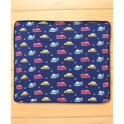 Babyhug Cotton Terry Knit Hooded Towel with Vehicle Print L 75 x B 73 cm - Navy Blue