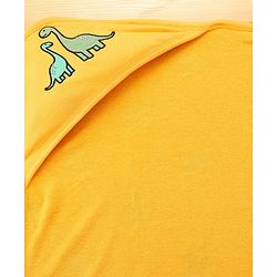 Babyhug Cotton Terry Knit Hooded Towel with Star Print & Dino Embroidery L 73 x B 71 cm - Yellow