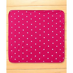 Babyhug Cotton Terry Knit Hooded Towel with Polka Dot Print & Duck Embroidery L 75 x B 73 cm - Dark Pink