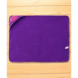 Babyhug Cotton Terry Knit Hooded Towel with Polka Dot Print & Apple Embroidery L 76 x B 68 cm - Purple