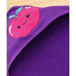 Babyhug Cotton Terry Knit Hooded Towel with Polka Dot Print & Apple Embroidery L 76 x B 68 cm - Purple
