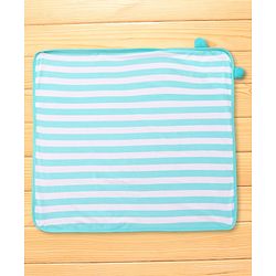 Babyhug Cotton Terry Knit Hooded Towel with Ear Applique Stripes & Embroidery L 75 x B 71 cm - Light Blue