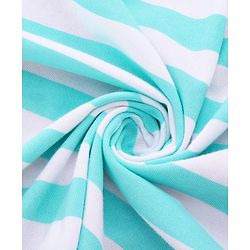 Babyhug Cotton Terry Knit Hooded Towel with Ear Applique Stripes & Embroidery L 75 x B 71 cm - Light Blue