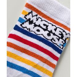 Cute Walk by Babyhug Disney Knit Ankle Length Antibacterial Socks with Mickey Mouse Graphic Pack of 3 - Red Yellow & White