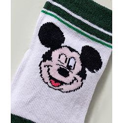 Cute Walk by Babyhug Disney Knit Ankle Length Antibacterial Socks with Mickey Mouse Graphic Pack of 3 - Blue Yellow & White