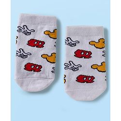 Cute Walk by Babyhug Disney Knit Ankle Length Antibacterial Socks with Mickey Mouse Graphic Pack of 5 - Red Black & White