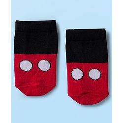 Cute Walk by Babyhug Disney Knit Ankle Length Antibacterial Socks with Mickey Mouse Graphic Pack of 5 - Red Black & White