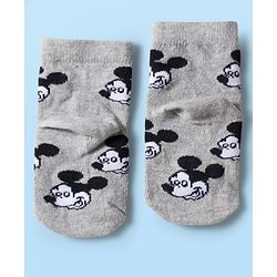 Cute Walk by Babyhug Disney Knit Ankle Length Antibacterial Socks with Mickey Mouse Graphic Pack of 5 - Red Black & White