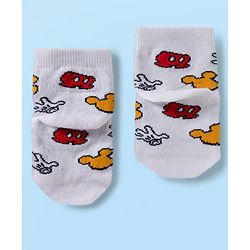 Cute Walk by Babyhug Disney Knit Ankle Length Antibacterial Socks with Mickey Mouse Graphic Pack of 5 - Red Black & White
