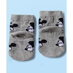 Cute Walk by Babyhug Disney Knit Ankle Length Antibacterial Socks with Mickey Mouse Graphic Pack of 5 - Red Black & White