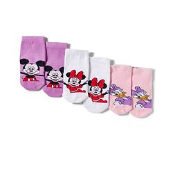 Cute Walk by Babyhug Disney Knit Ankle Length Antibacterial Socks with Minnie Mouse Graphic Pack of 3 - Pink Plum & White