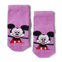 Cute Walk by Babyhug Disney Knit Ankle Length Antibacterial Socks with Minnie Mouse Graphic Pack of 3 - Pink Plum & White