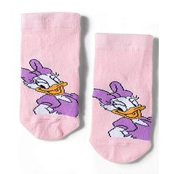 Cute Walk by Babyhug Disney Knit Ankle Length Antibacterial Socks with Minnie Mouse Graphic Pack of 3 - Pink Plum & White
