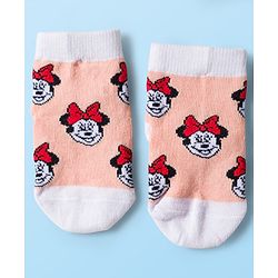 Cute Walk by Babyhug Disney Knit Ankle Length Antibacterial Socks with Minnie Mouse Graphic Pack of 5 - Red White & Navy Blue