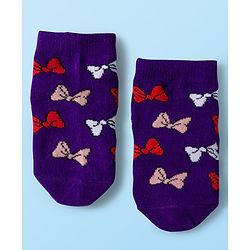 Cute Walk by Babyhug Disney Knit Ankle Length Antibacterial Socks with Minnie Mouse Graphic Pack of 5 - Red White & Navy Blue