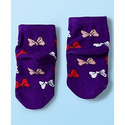 Cute Walk by Babyhug Disney Knit Ankle Length Antibacterial Socks with Minnie Mouse Graphic Pack of 5 - Red White & Navy Blue