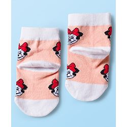 Cute Walk by Babyhug Disney Knit Ankle Length Antibacterial Socks with Minnie Mouse Graphic Pack of 5 - Red White & Navy Blue