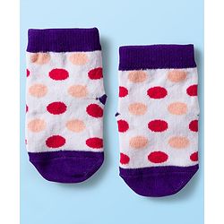 Cute Walk by Babyhug Disney Knit Ankle Length Antibacterial Socks with Minnie Mouse Graphic Pack of 5 - Red White & Navy Blue