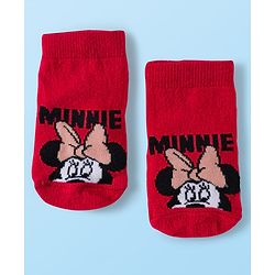 Cute Walk by Babyhug Disney Knit Ankle Length Antibacterial Socks with Minnie Mouse Graphic Pack of 5 - Red White & Navy Blue