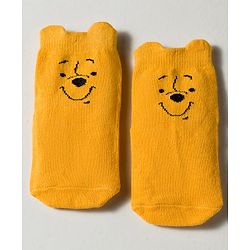 Cute Walk by Babyhug Disney Knit Ankle Length Antibacterial Socks with Winnie the Pooh Graphic Pack of 3 - White Yellow & Grey