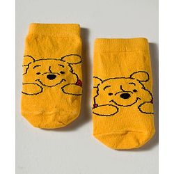 Cute Walk by Babyhug Disney Knit Ankle Length Antibacterial Socks with Winnie the Pooh Graphic Pack of 3 - Blue Yellow & Red