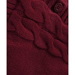 Babyhug Knit Full Sleeves Hooded Front Open Sweater with Cable Knit Design & Ear Applique - Maroon